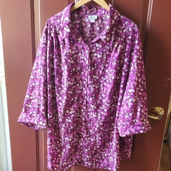 Only Necessities Purple Oversized Button Down Shirt - Picture 1 of 10